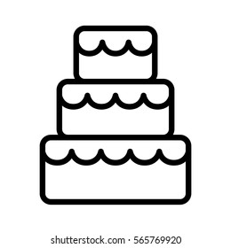 Stacked wedding cake dessert with frosting line art vector icon for food apps and websites