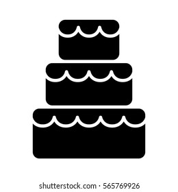 Stacked wedding cake dessert with frosting flat vector icon for food apps and websites