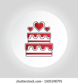 
Stacked wedding cake dessert with heart topper line art vector icon for food apps and websites