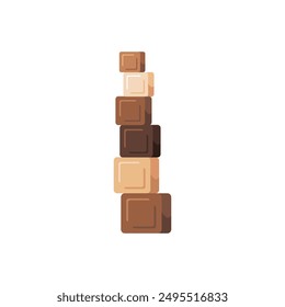 Stacked wooden cubes of various shades in minimalist style. Vector illustration of educational Montessori toys designed to enhance children's motor skills and learning.