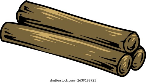 Stacked Wooden Logs Simple Illustration