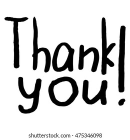 Stacked words thank you vector. Lettering vector object isolated on white. Pen handlettering. Black vector word design isolated on white. Thank you card. Hand drawn calligraphy design element.