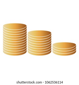 Stackeds of golden coins isolated on a white background. Vector illustration.