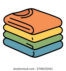 stacking of colorful clothes flat color vector illustration template design