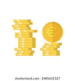 Stacking euro coins currency vector illustrator