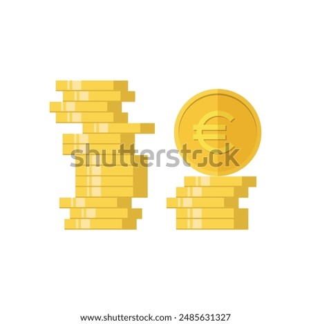 Stacking euro coins currency vector illustrator