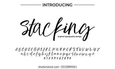 Stacking Font Stilvoller Pinsel gemalt ein Großbuchstaben, Vektorbuchstaben, Alphabet, Schrift