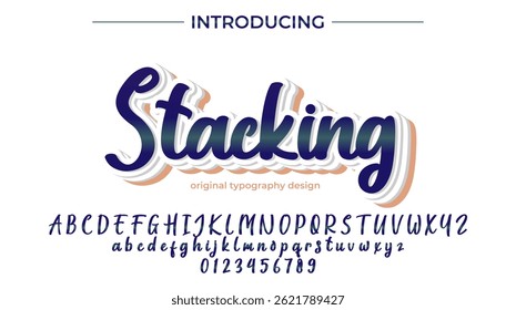 Stacking Font Stylish brush painted an uppercase vector letters, alphabet, typeface