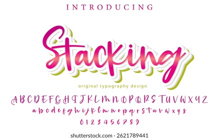 Stacking Font Stylish brush painted an uppercase vector letters, alphabet, typeface