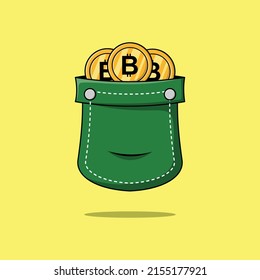 stacking gold bitcoin coins isolated flat cartoon illustration isolated background