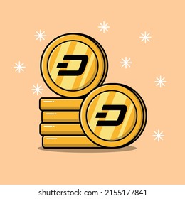 stacking gold dash coins isolated flat cartoon illustration isolated background