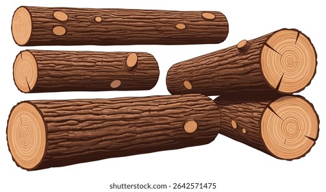 Stacking Pile Of Wood Logs For Lumber Industry Woodworking Processing Fuel Making