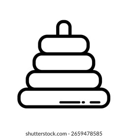 Juguete de anillos de apilamiento, pirámide, torre de Hanoi - icono de Vector
