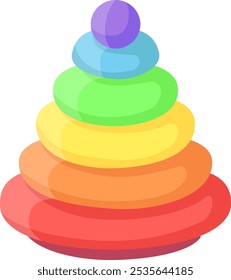 Stacking rings toy with vibrant rainbow colors, designed to stimulate sensory exploration and enhance fine motor skills in young children, fostering cognitive development through playful learning