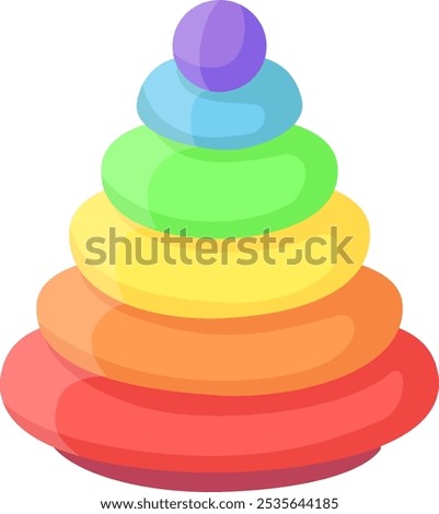 Stacking rings toy with vibrant rainbow colors, designed to stimulate sensory exploration and enhance fine motor skills in young children, fostering cognitive development through playful learning