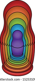 A stacking Russian matryoshka / babushka / tea doll rendered in an X-ray abstract style.