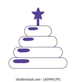 apilar torre estrellas niños juguete icono diseño fondo blanco ilustración vectorial estilo línea