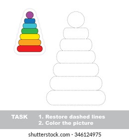 Stacking toy to be traced. Vector trace game.