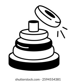 Stacking toy icon in doodle style 


