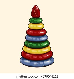 Stacking toy pyramid. Cartoon vector illustration.