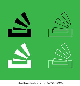 Stacking in the tray icon . Black and white color set .