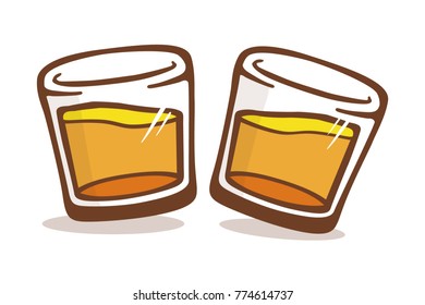 Stacks with alcohol. Illustration in flat style