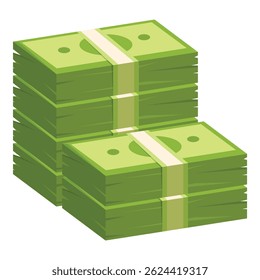 Stacks of banded cash representing profit, income, and savings