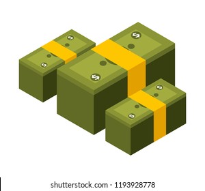 stacks of bill dollar isolated icon