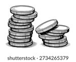 Stacks of Black and White Coins with Background money currency