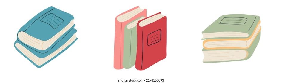 Stacks of books. Hand drawn vector illustration isolated on white background. Education and reading concept for banner, website design or landing web page