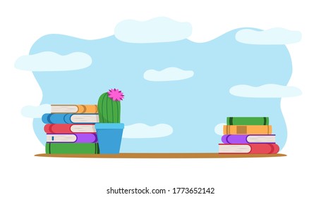 Stacks of books isolated vector illustration. Academic and school knowledge symbols. Set of flat books variations.