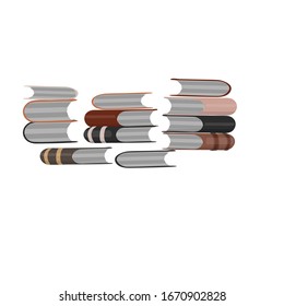 Pilas de libros de fondo blanco 
