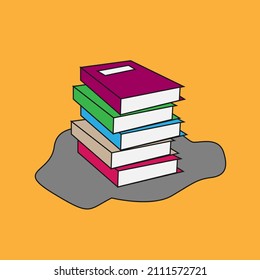 Stacks of books for reading, pile of textbooks for education. Colored flat vector illustration isolated on background