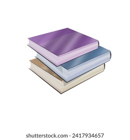 Stacks of books for reading, pile of textbooks for education. Set of literature, dictionaries, encyclopedias, planners with bookmarks. Colored flat vector illustration isolated on white background