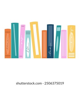 Stacks of books for reading, pile of textbooks for education. Set of literature, dictionaries, encyclopedias. Book festival, books sale, back to school concept design. Vector illustration.