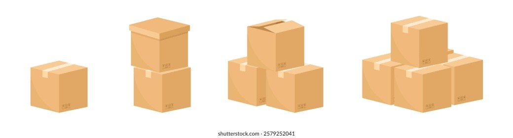 Stacks of cardboard boxes. Vector