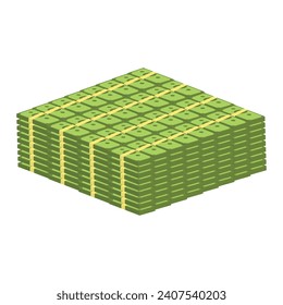 Stacks of cash vector on white background.