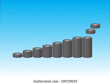 stacks of coin with graph