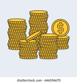 Stacks of coins. Vector illustration