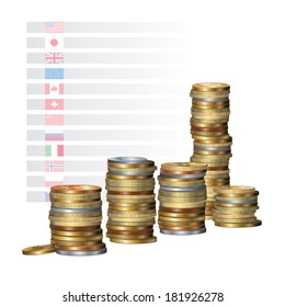 Stacks of coins. Vector isolated