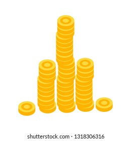 Stacks of coins vector. Saving, investment, income. Money concept. Vector illustration can be used for topics like finance, banking, economy