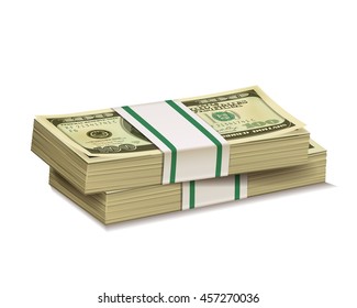 Stacks of  dollar bill  isolated on a white background.