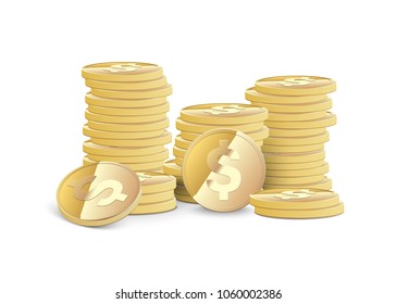 Stacks of dollar coins