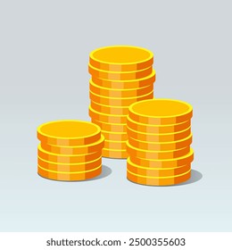 Stacks of gold coins. Concept of income growth and increase in profit, successful business and startup, money cashback