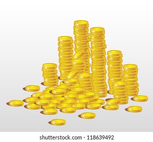 Stacks of gold coins.  The concept of profit