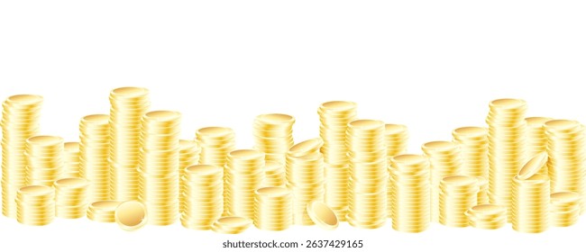 Stacks of gold coins isolated on transparent background. Element for background, concept of casino, wealth, winning, treasure, big profit, business. Vector graphics