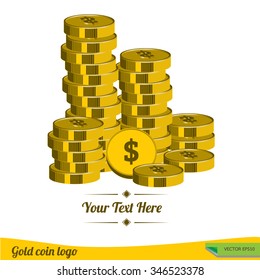 Stacks of gold coins logo Vector design.