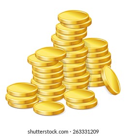 Stacks Gold Coins On White Background Stock Vector (Royalty Free ...