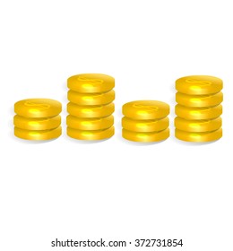 Stacks of gold coins. Set coins.