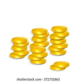 Stacks of gold coins. Set coins.